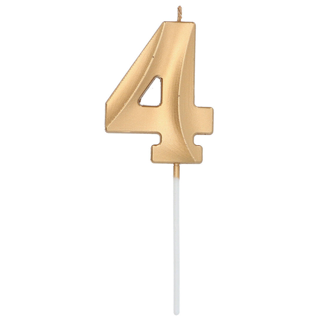 verjaardagskaars metallic goud - 4 jaar | 18874 | 0