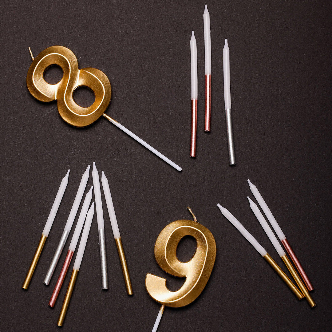 verjaardagskaars metallic goud - 8 jaar  | 24238 | 2
