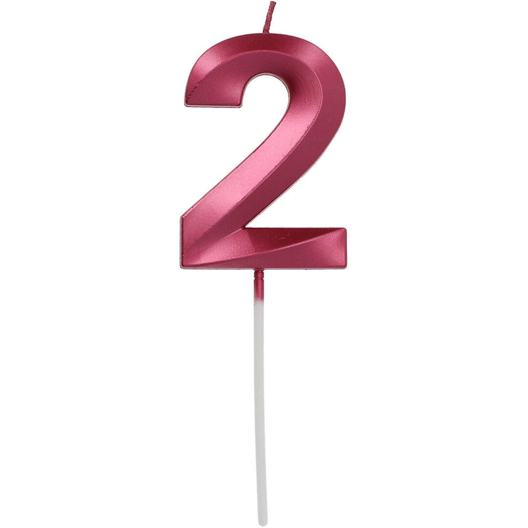 verjaardagskaars metallic roze - 2 jaar  | 18882 | 0