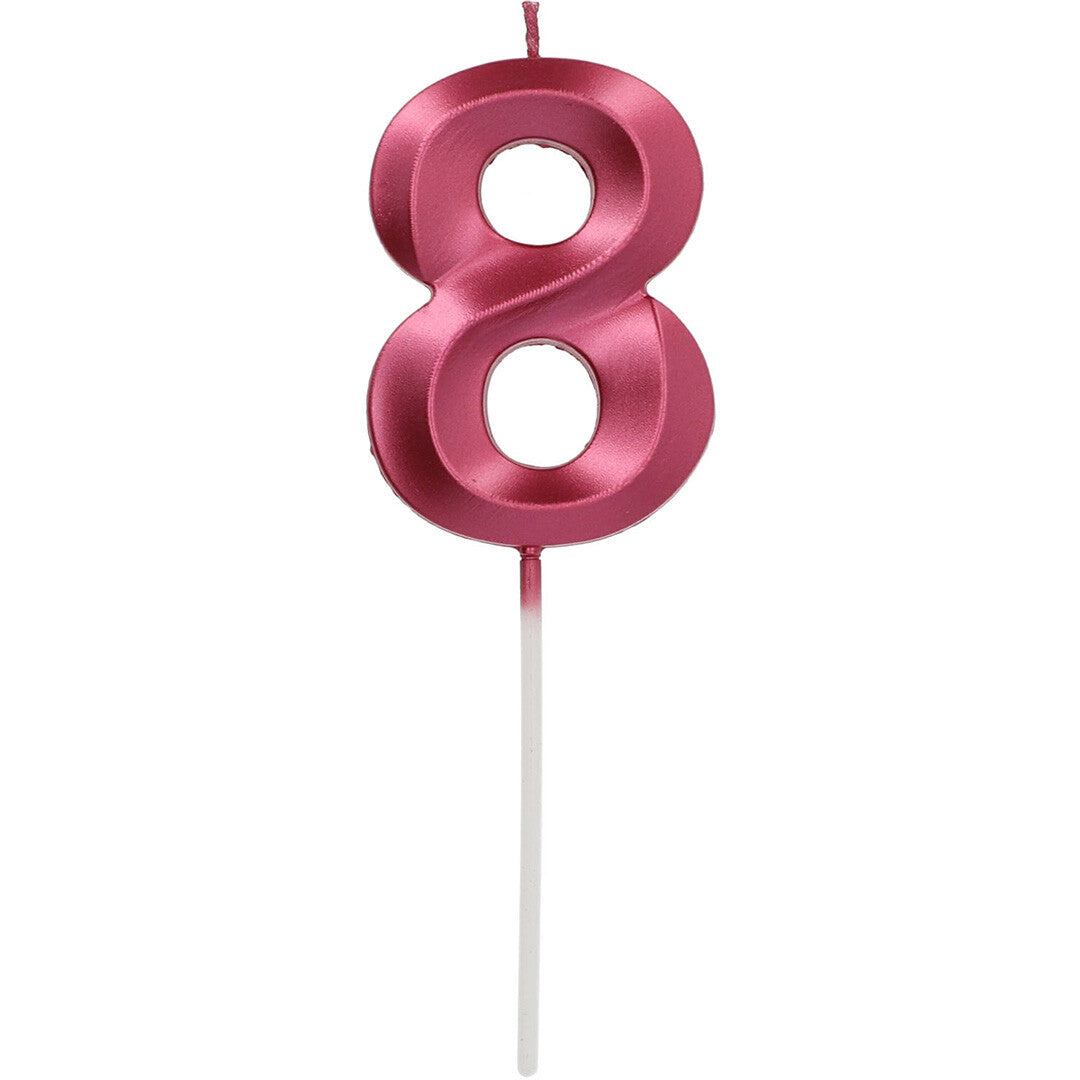 verjaardagskaars metallic roze - 8 jaar | 18888 | 0