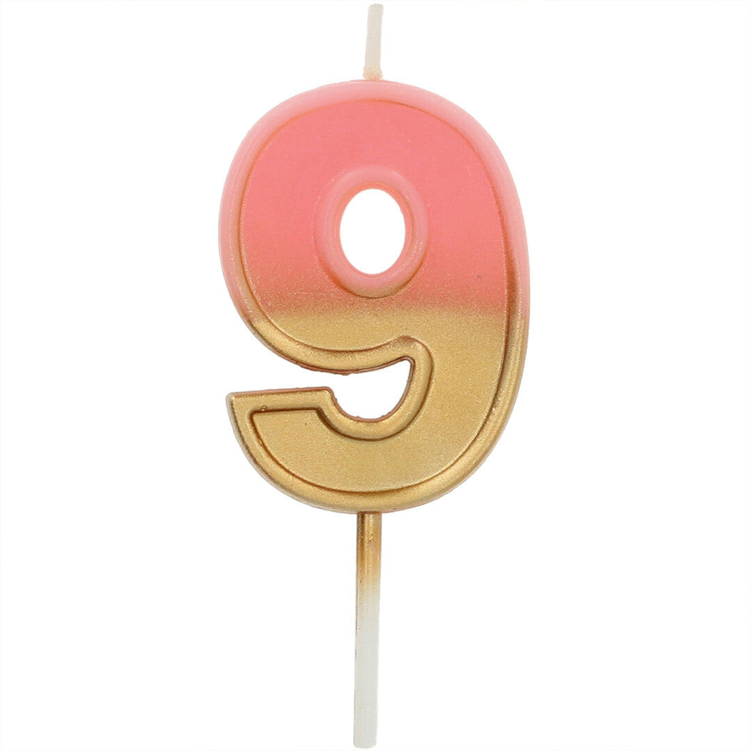 verjaardagskaars roze goud - 9 jaar | 18709 | 0