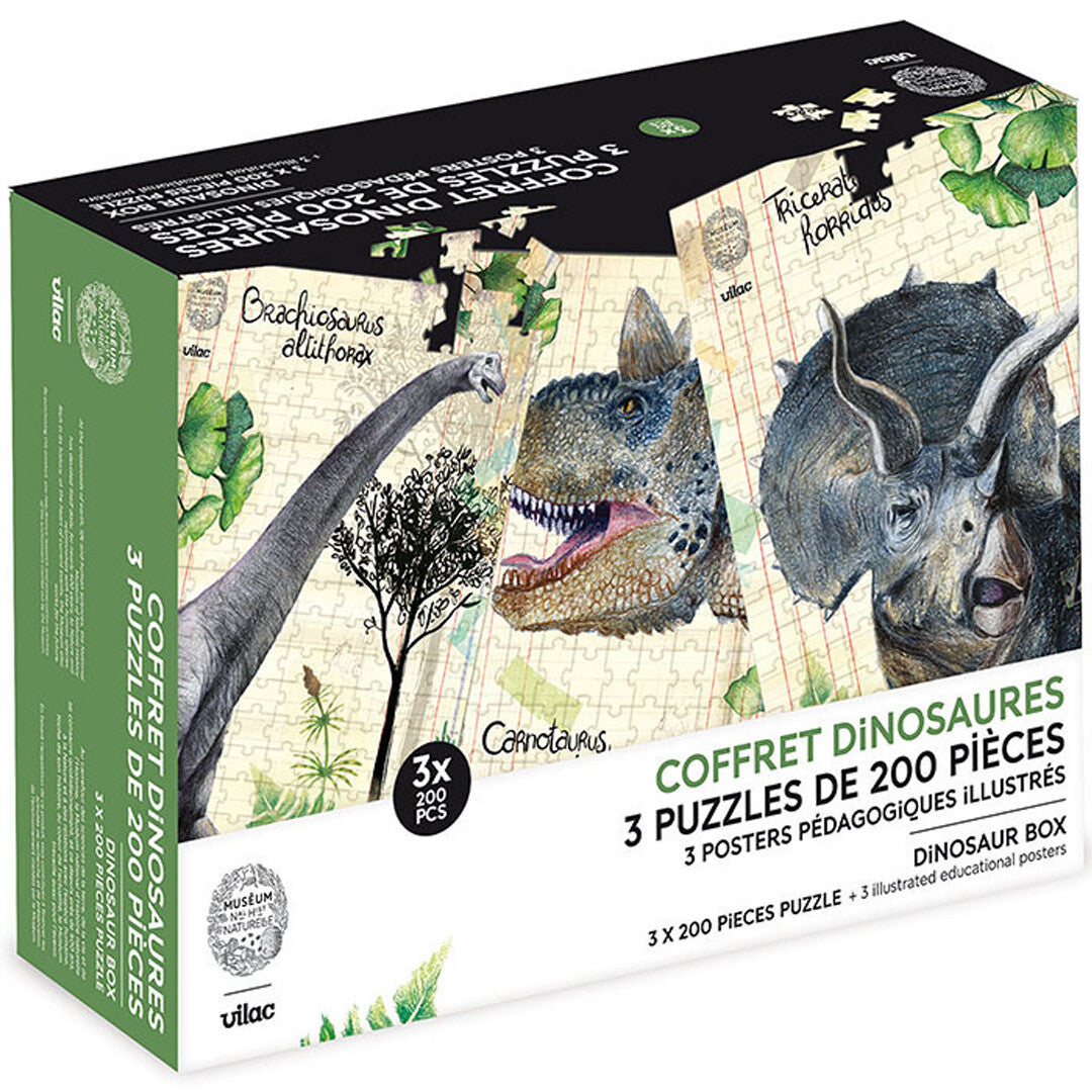 vilac 3 dinosauruspuzzels - 200st | VI9626 | 0
