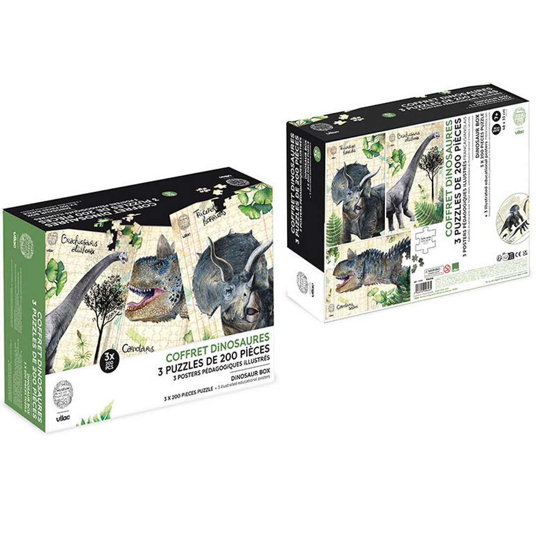 vilac 3 dinosauruspuzzels - 200st | VI9626 | 5