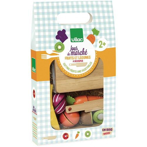 vilac houten snijplank met groenten en fruit - 14-delig | VI8106 | 1