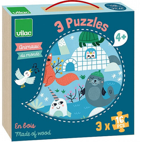 vilac puzzels dieren van de wereld - 3x16st  | VI8530 | 1