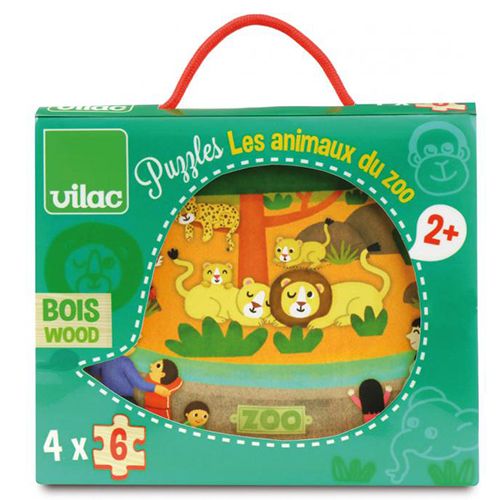vilac vier houten puzzels de dierentuin (4x6st) | VI2642 | 0