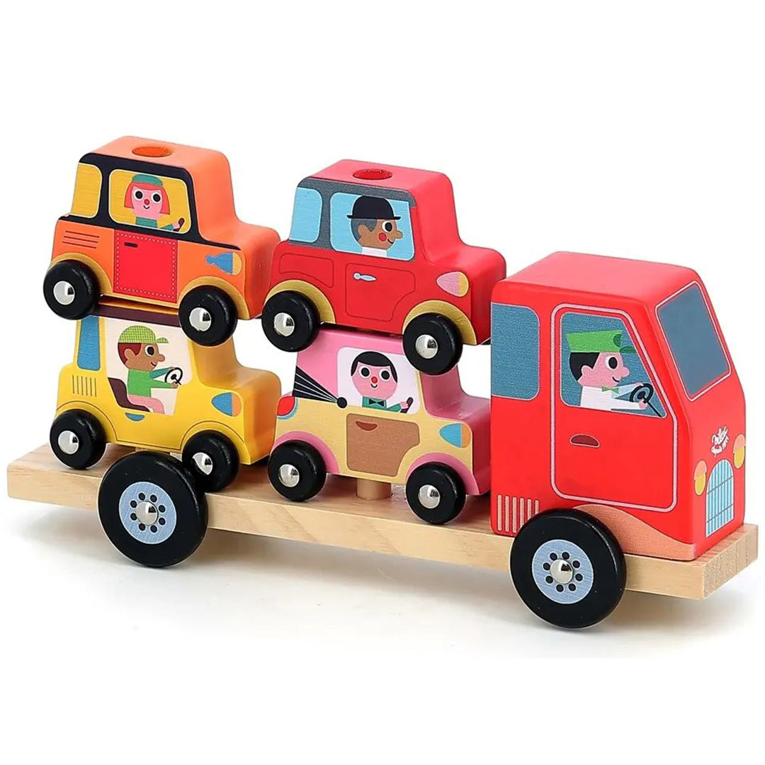 vilac vrachtwagen met stapelauto's - 5-delig | VI7636 | 4