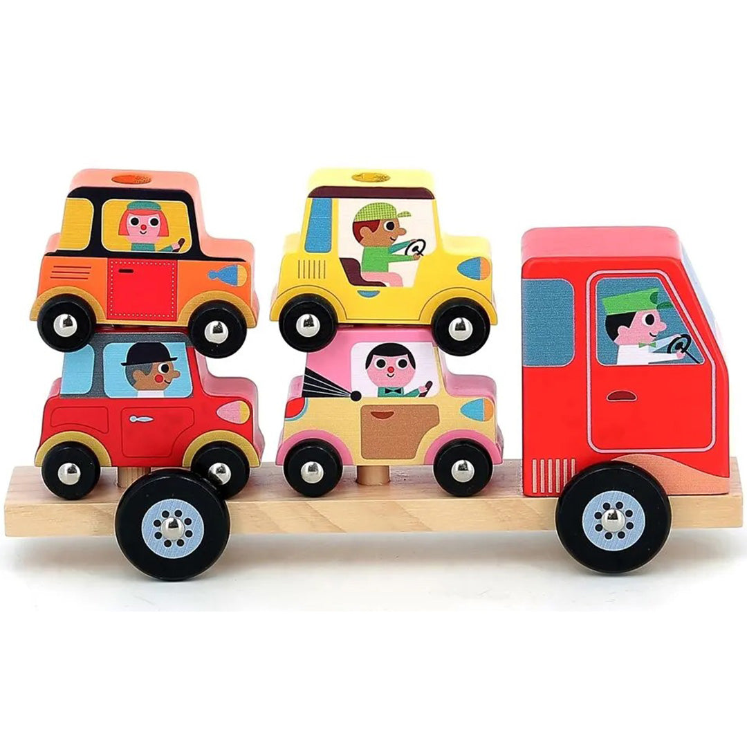 vilac vrachtwagen met stapelauto's - 5-delig | VI7636 | 5