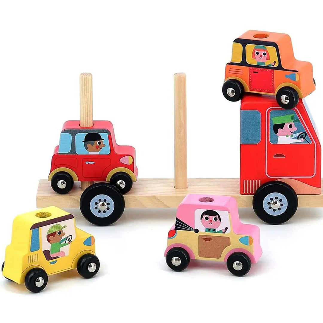 vilac vrachtwagen met stapelauto's - 5-delig | VI7636 | 2