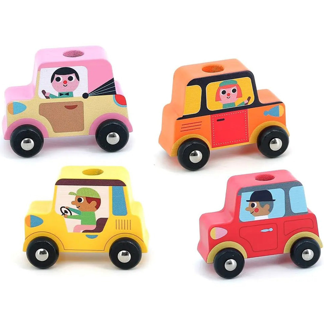 vilac vrachtwagen met stapelauto's - 5-delig | VI7636 | 6