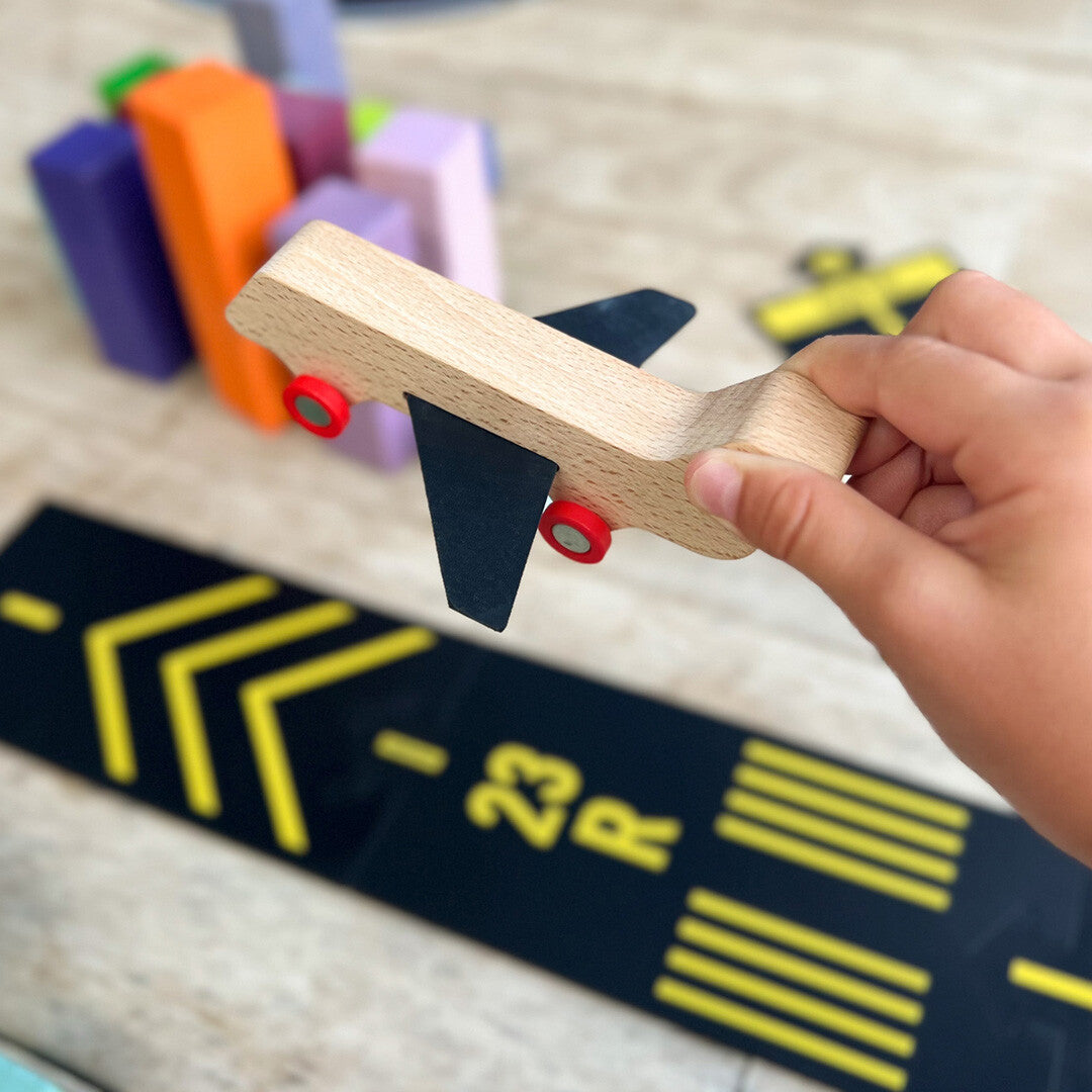 waytoplay runway vliegveld met vliegtuig - 9-delig | W2P-8RW1F | 3