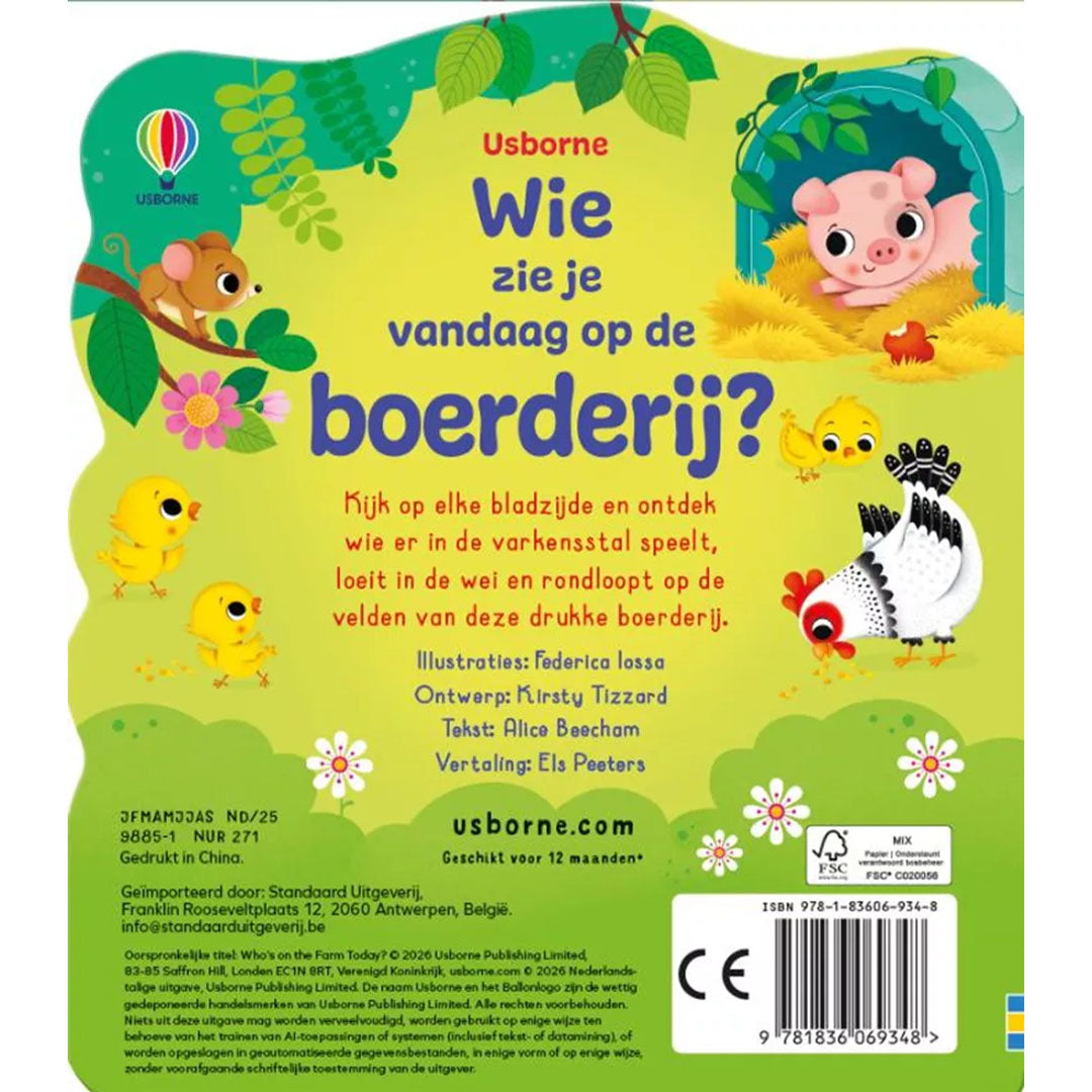 uitgeverij usborne kartonboek wie zie je vandaag op de boerderij? | 1706934 | 16
