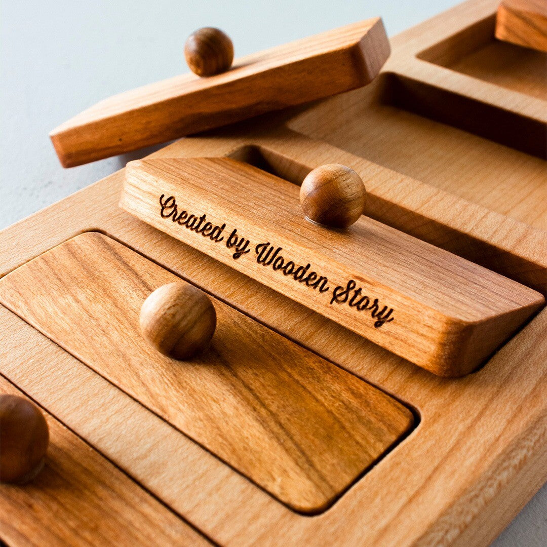 wooden story knoppuzzel breed en smal - 6st | WS314 | 3