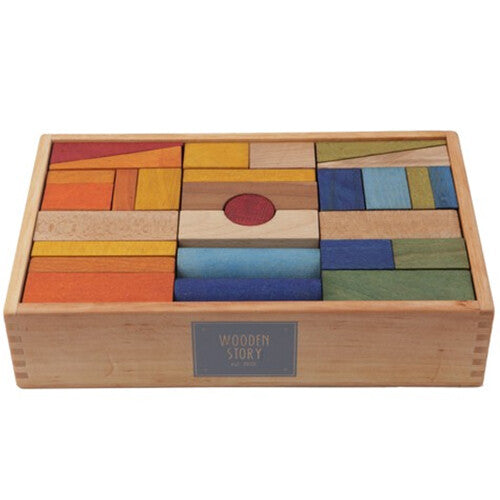 wooden story stapelblokken XL - regenboog - 63 st | WS06 | 0