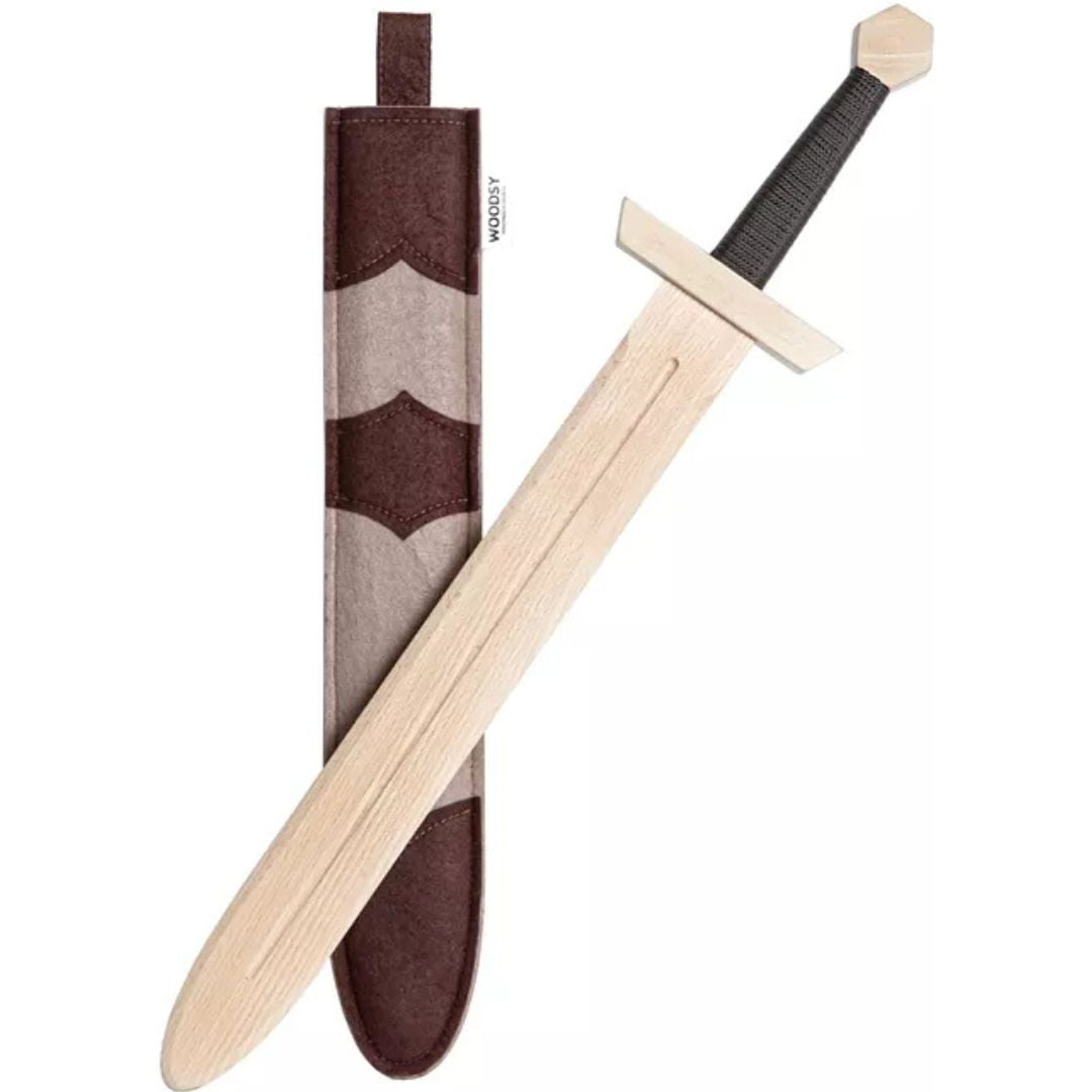 woodsy groot zwaard met zwart gevest en schede - 57,5 cm | 0105 | 0