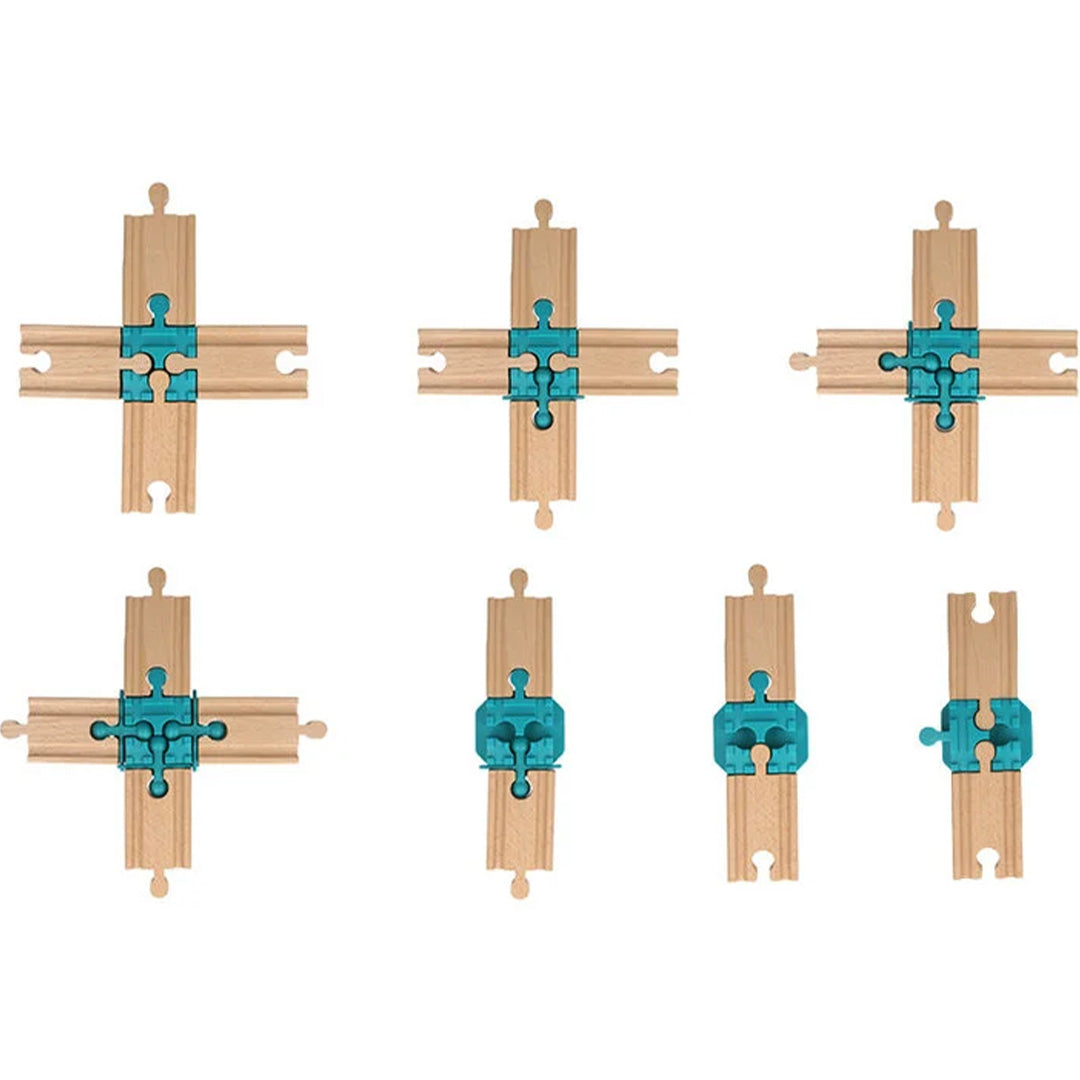 yamba toys treinbaanuitbreiding adapter set - cross link bar - 7-delig | YT.SET.09 | 2