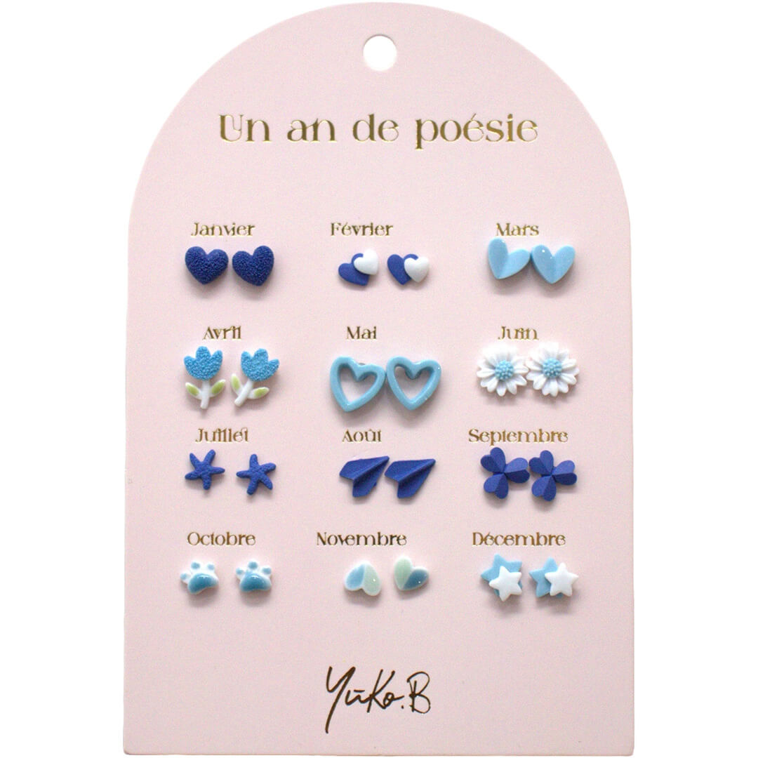 yuko b. oorbellen blauw - 12 paar | YB500225 | 0