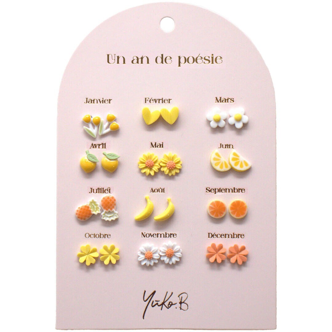 yuko b. oorbellen geel en oranje - 12 paar | YB500224 | 0