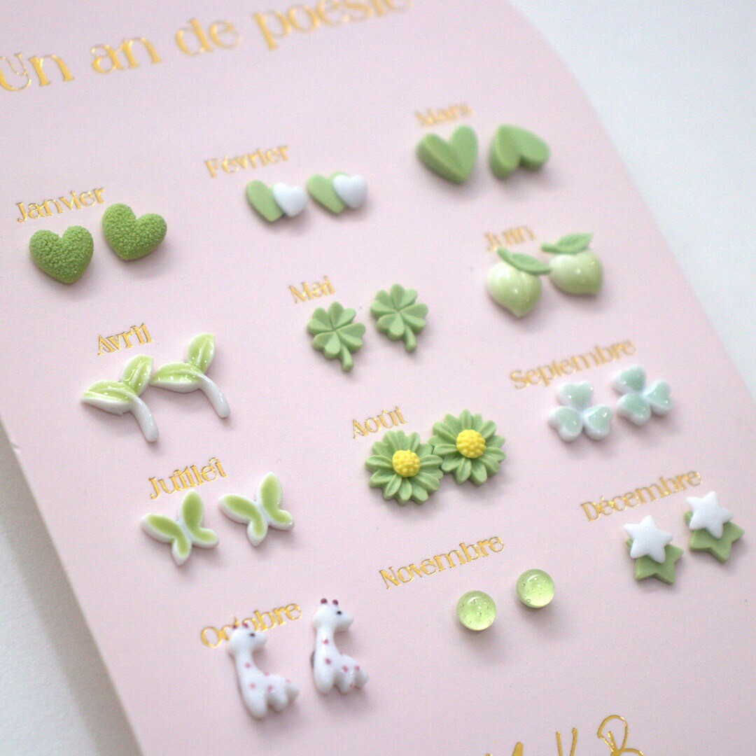 yuko b. oorbellen groen - 12 paar | YB500227 | 1