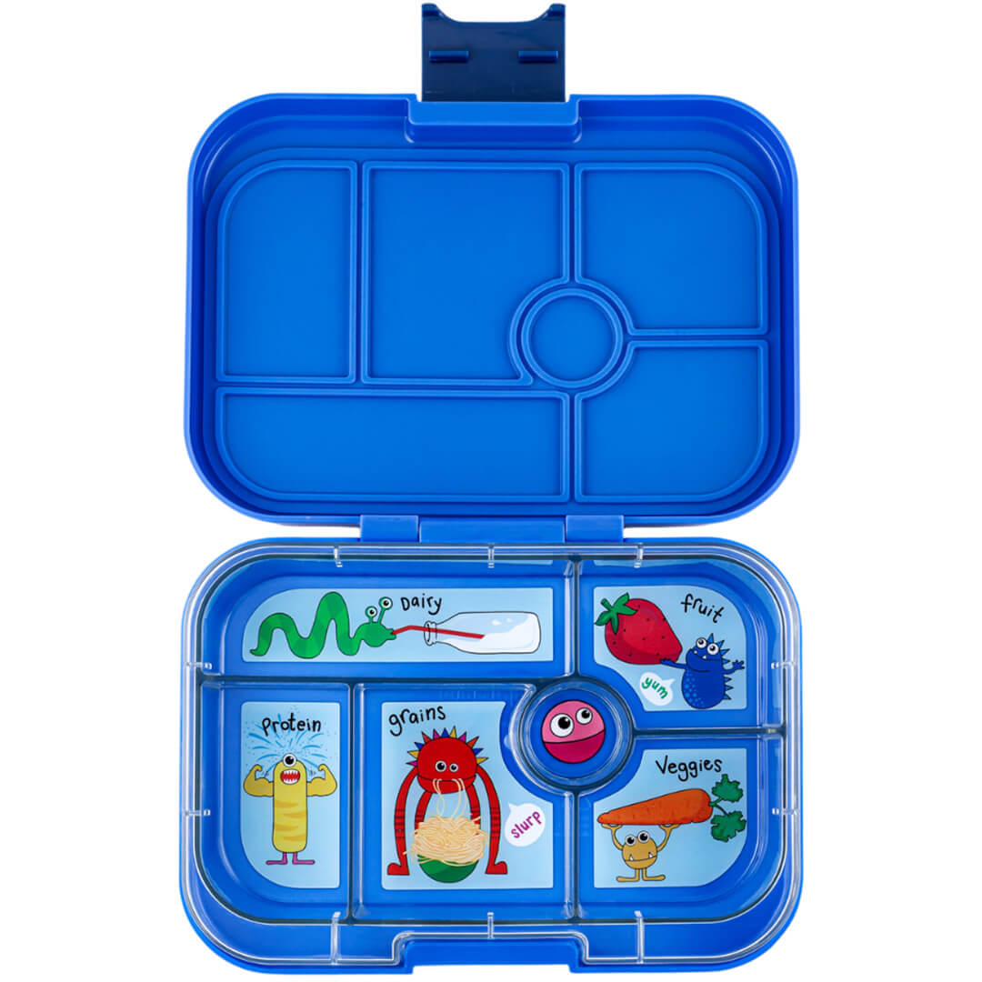 yumbox original broodtrommel 6 vakken - surf blue - funny monsters | SBI202403F | 0