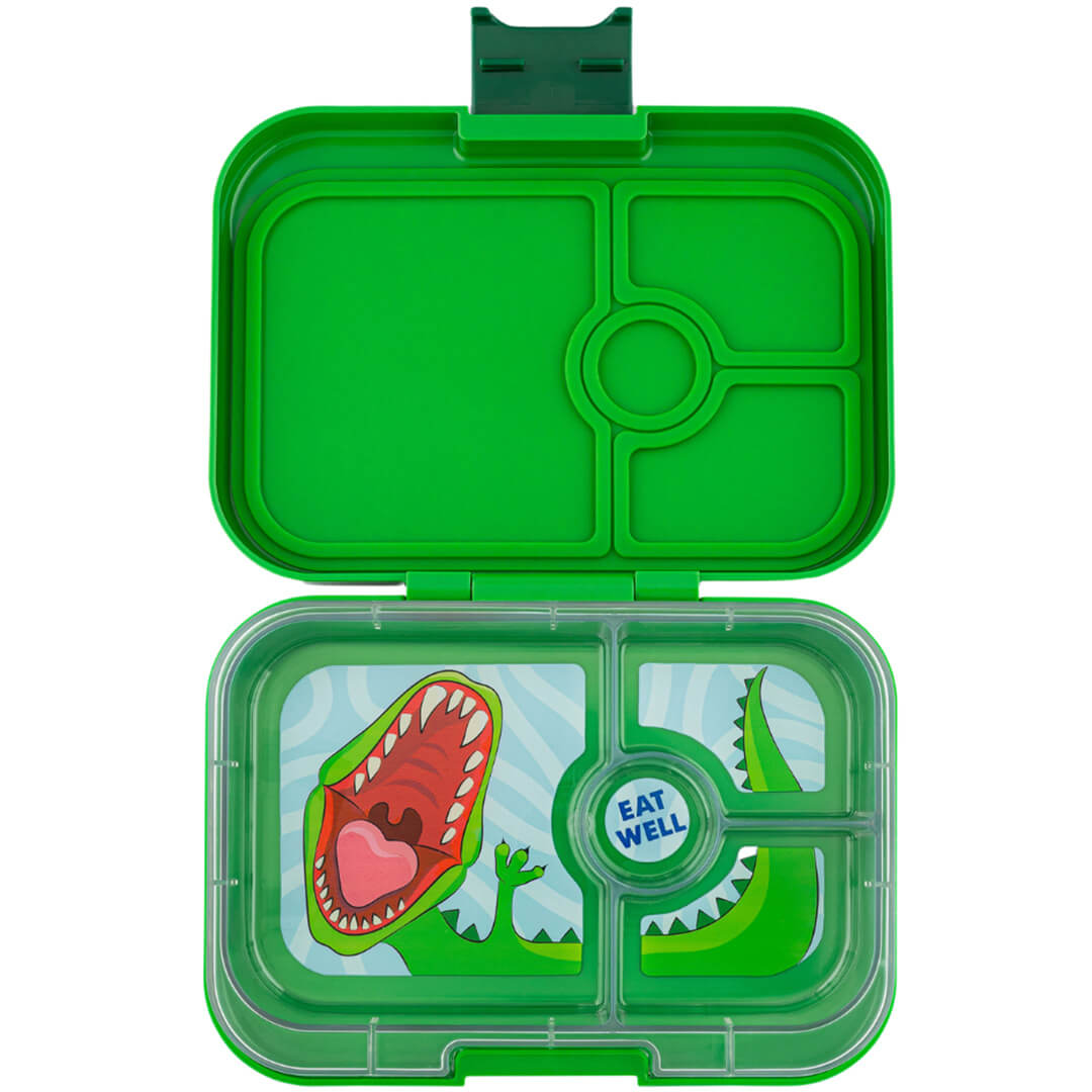 yumbox panino broodtrommel 4 vakken - jurassic green - dinosaur | JGII202403D | 0