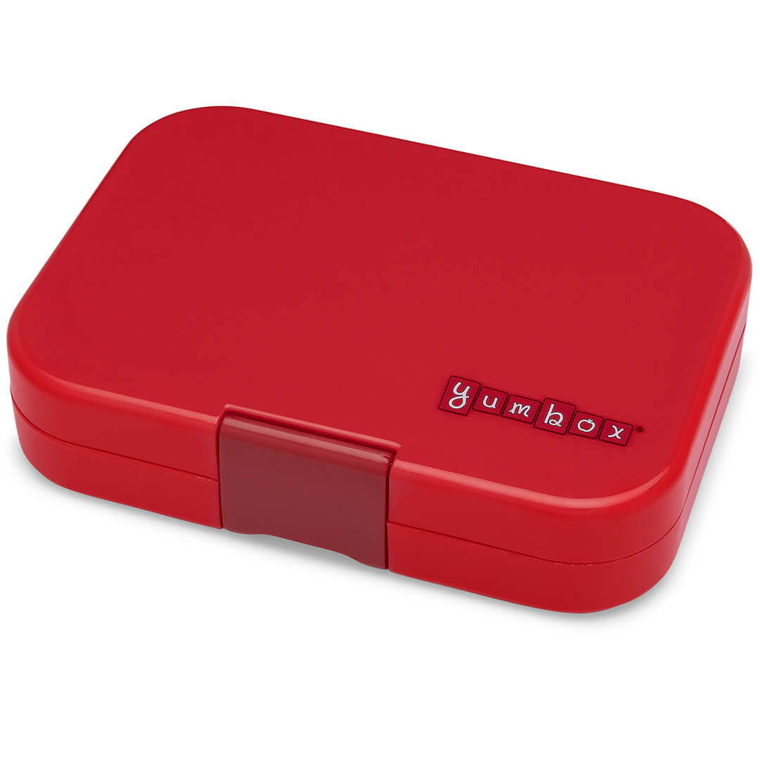 yumbox panino broodtrommel 4 vakken - wow red - dinosaur | WRII202309D | 1