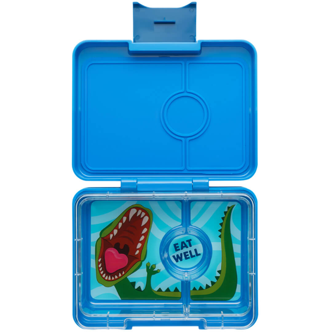 yumbox snack lunchdoosje 3 vakken - surf blue - dinosaur | SBSN202309D | 0